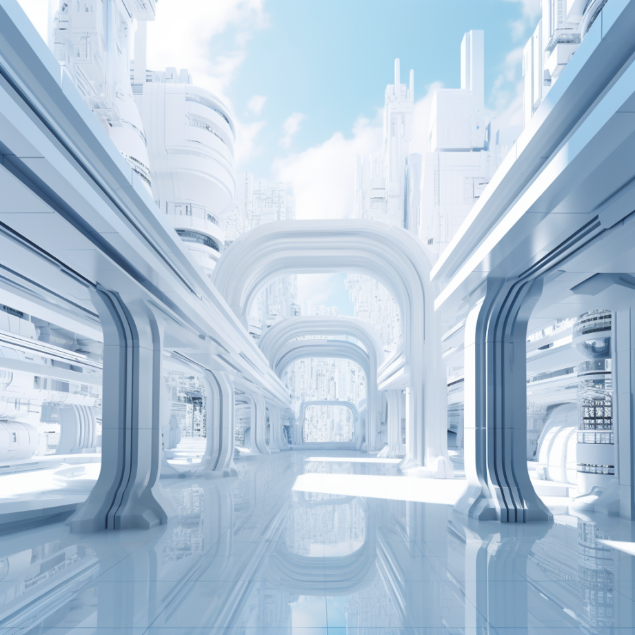 Street View Of A White And Smooth Futuristic City